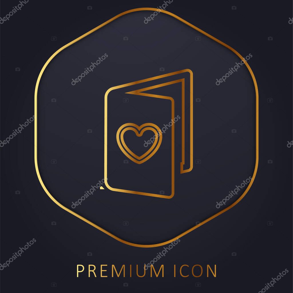 Birthday Card golden line premium logo or icon