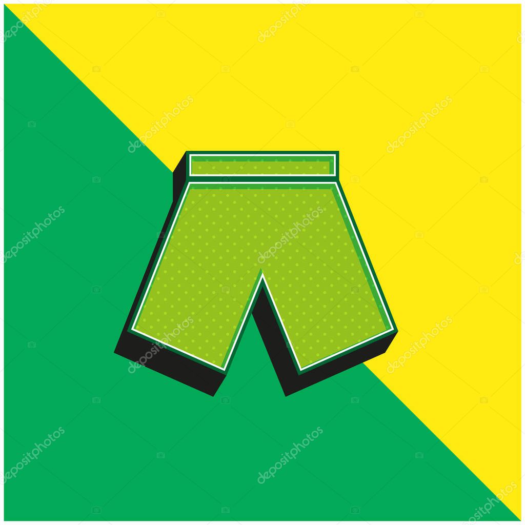 Black Short Green and yellow modern 3d vector icon logo