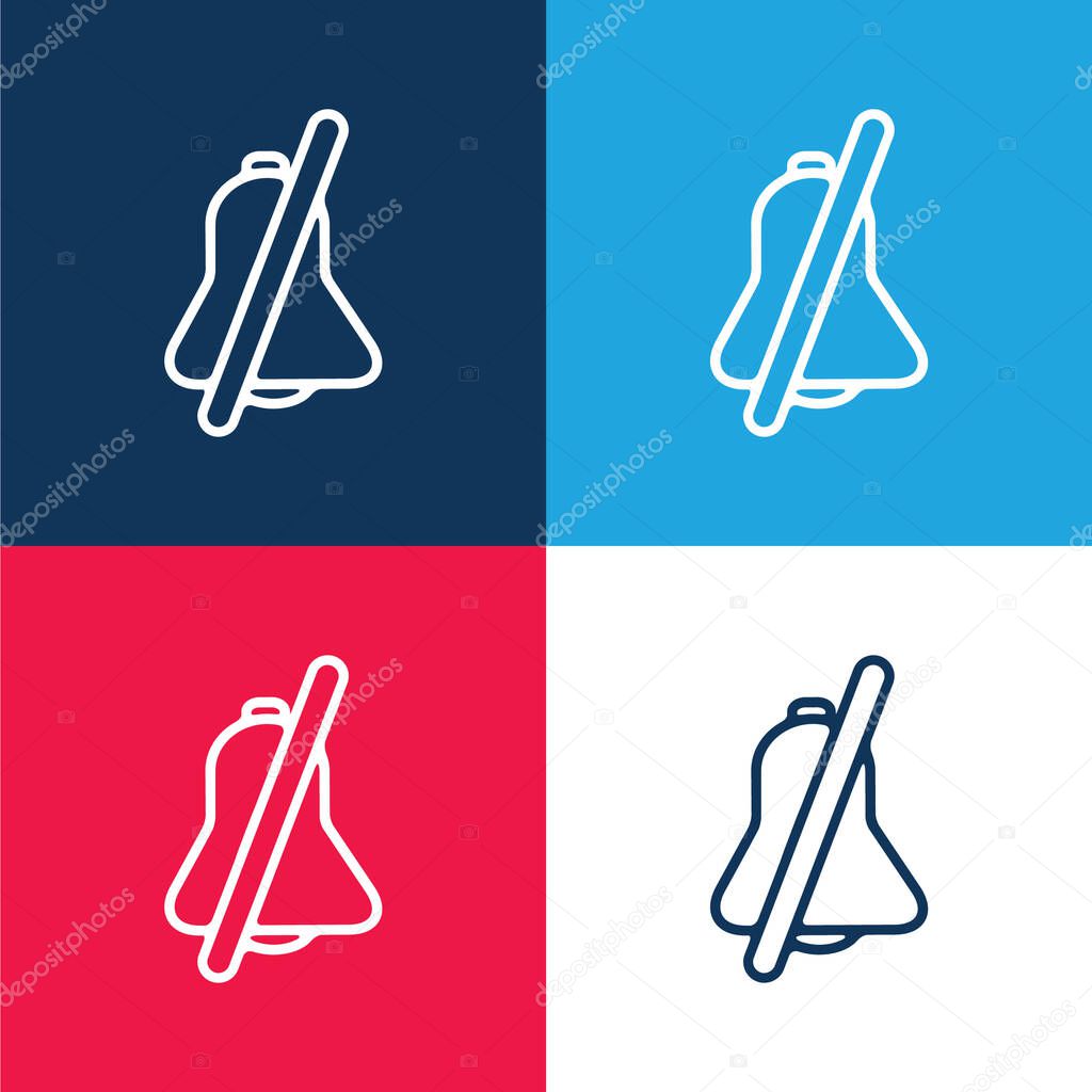 Bell With A Slash blue and red four color minimal icon set