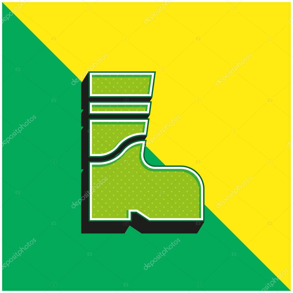 Boots Green and yellow modern 3d vector icon logo