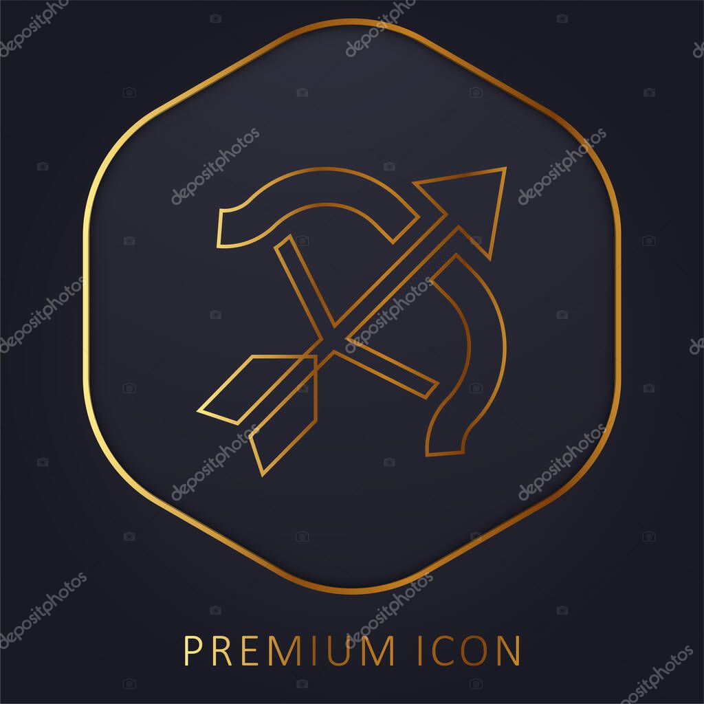 Archery golden line premium logo or icon