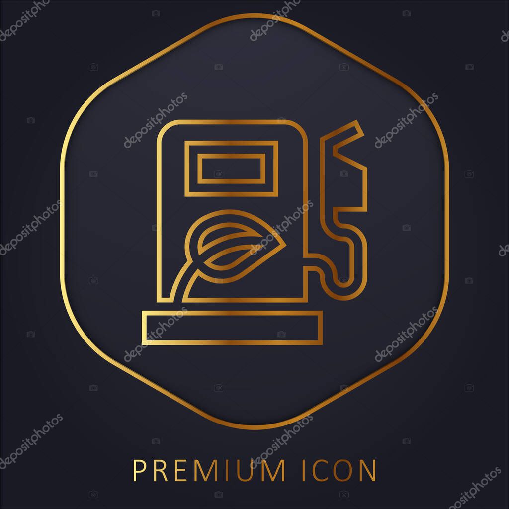 Biofuel golden line premium logo or icon