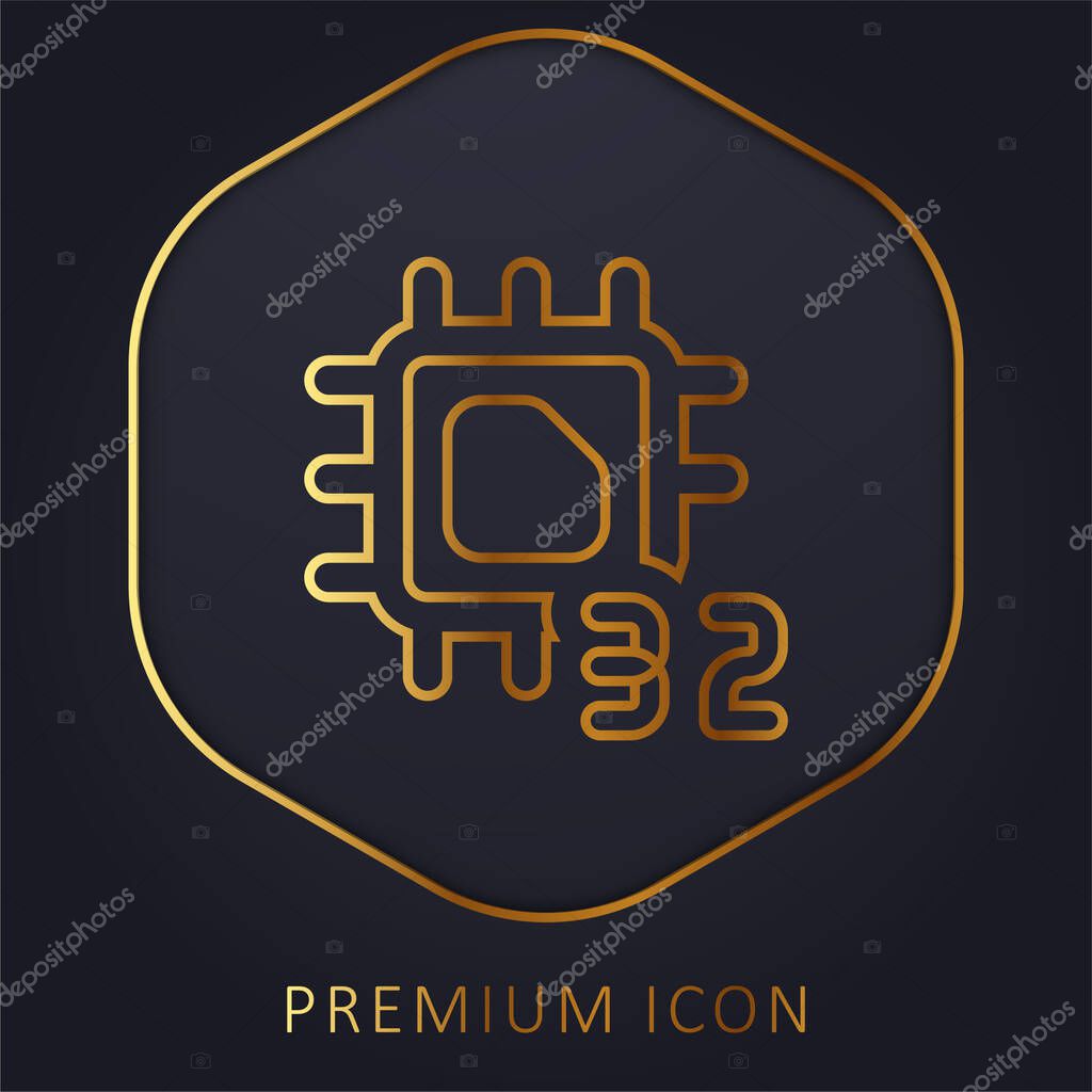 32 Bit golden line premium logo or icon