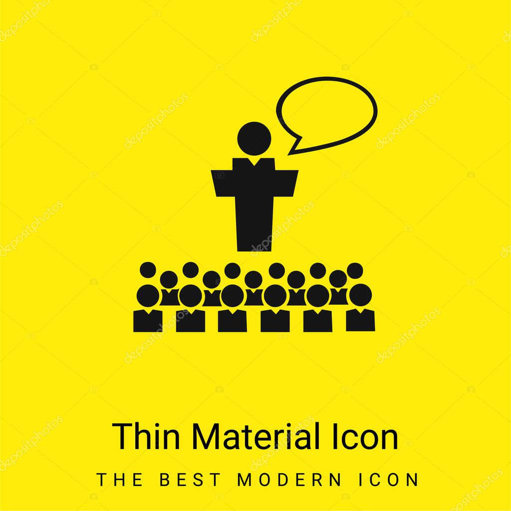 Big Group Of Small Students With Giant Professor In Front Of The Class Talking minimal bright yellow material icon
