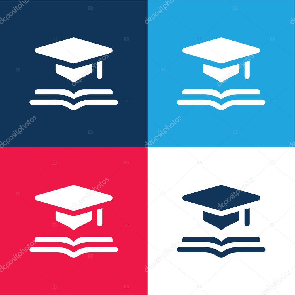 Academic blue and red four color minimal icon set