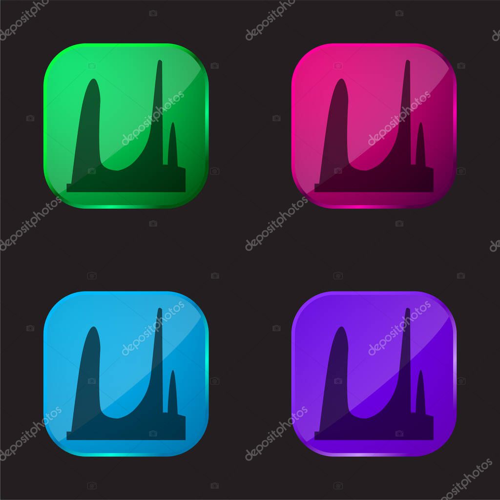Afrikaans Language Monument, South Africa four color glass button icon