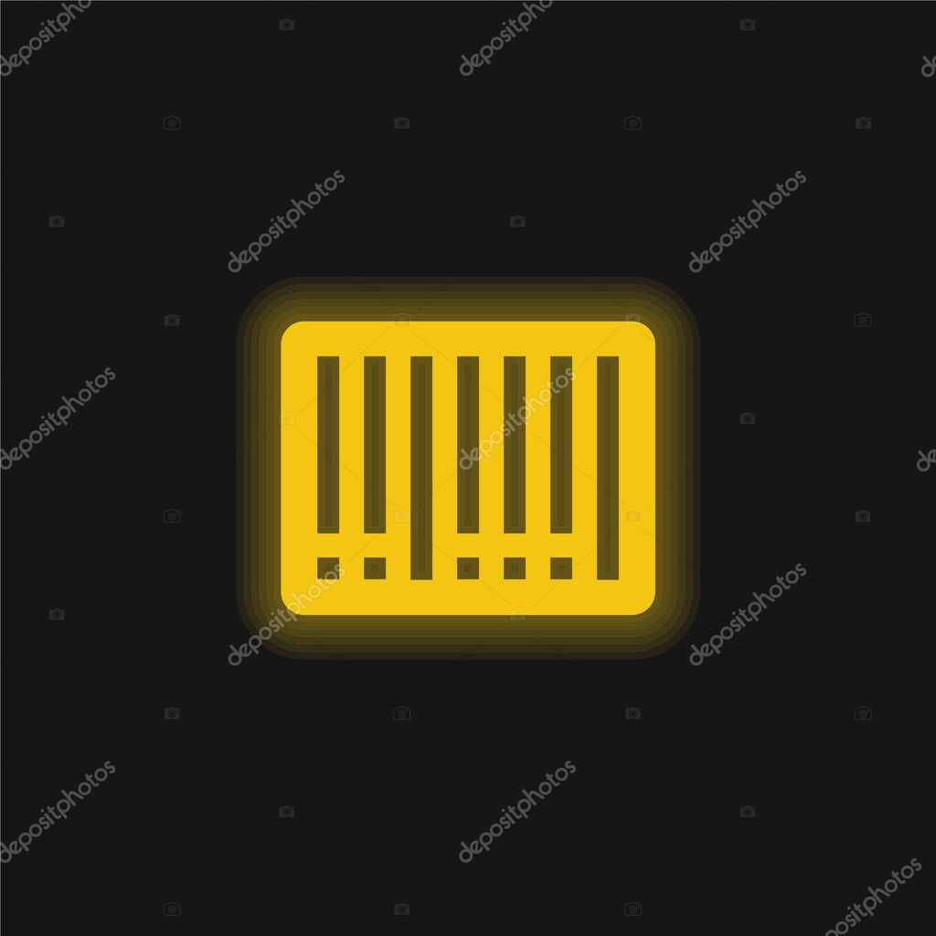 Barcode yellow glowing neon icon