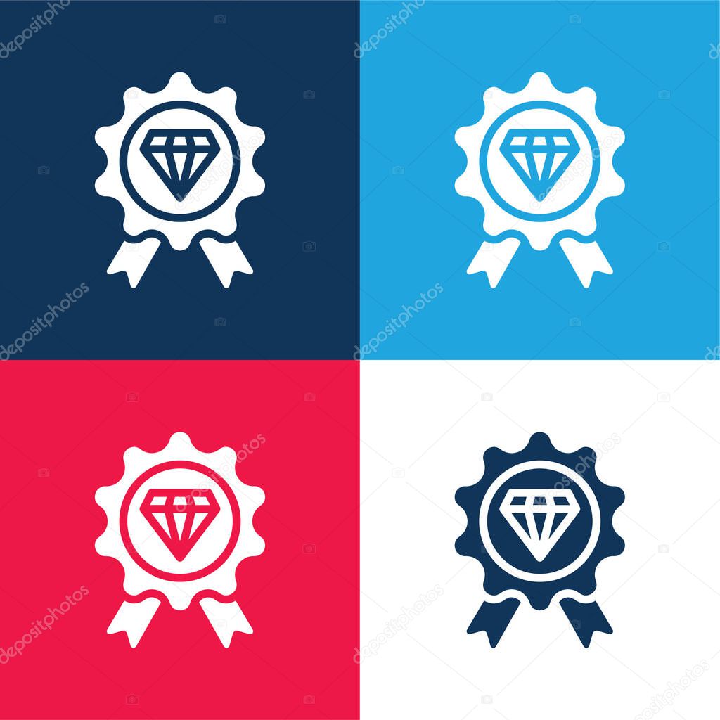 Badge blue and red four color minimal icon set