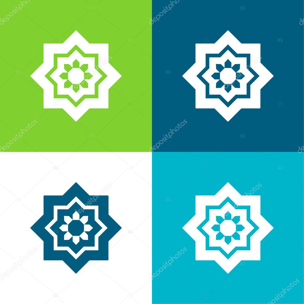 Arabic Art Flat four color minimal icon set