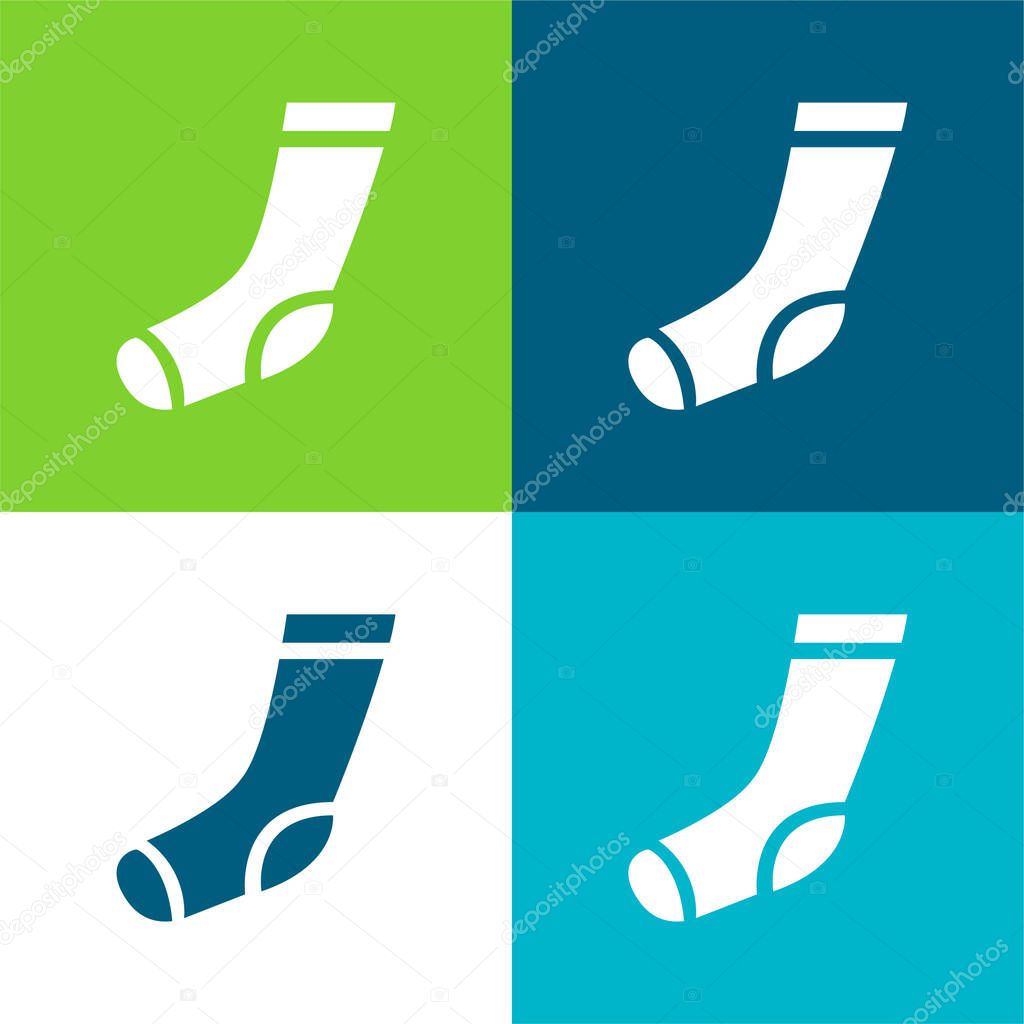Athletic Sock Flat four color minimal icon set