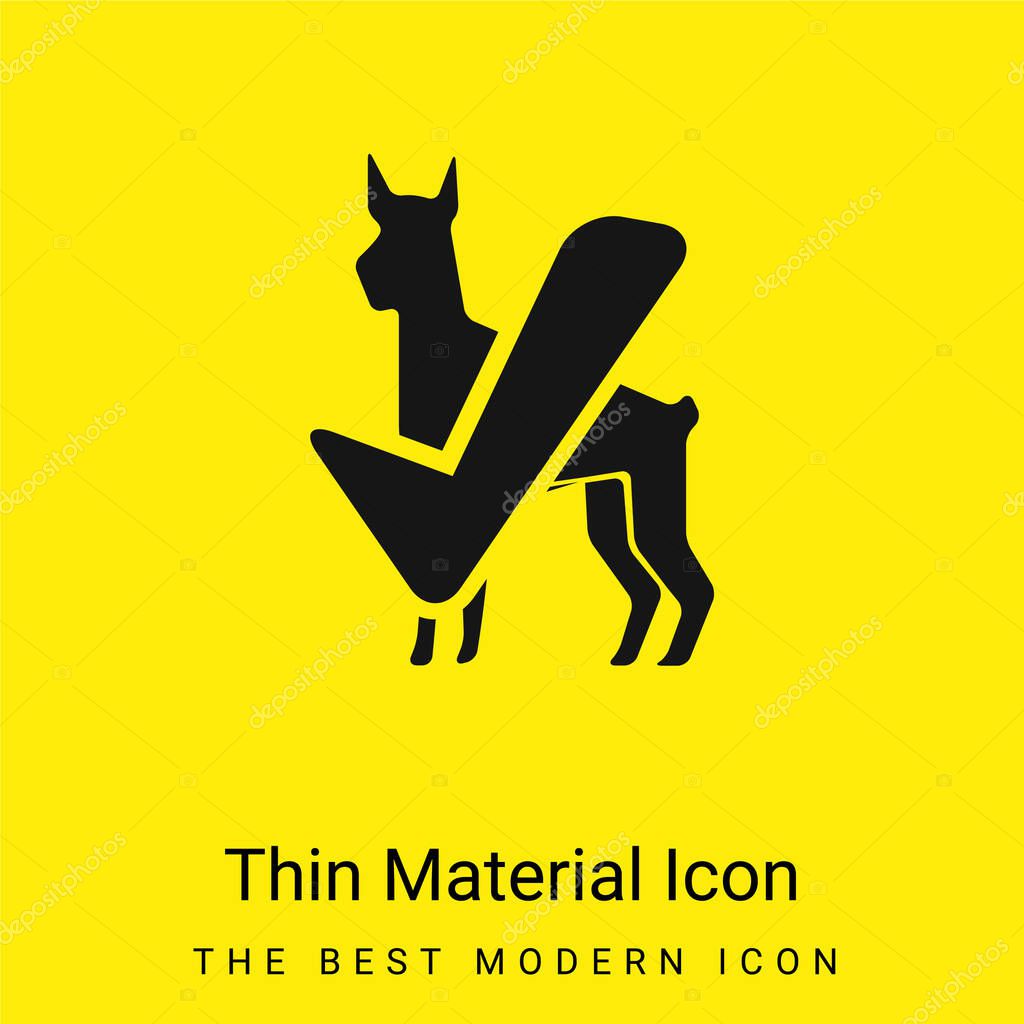 Big Dog Black Silhouette With Verification Sign minimal bright yellow material icon