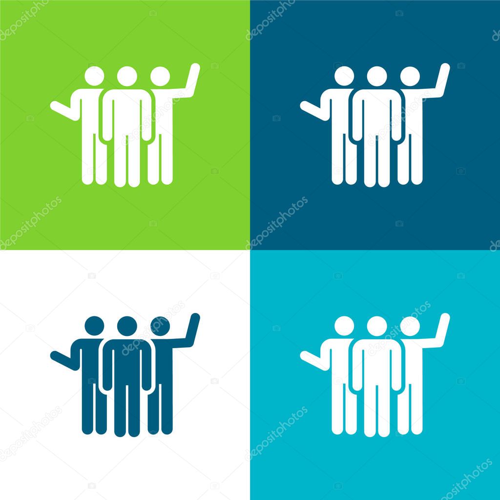 Band Flat four color minimal icon set