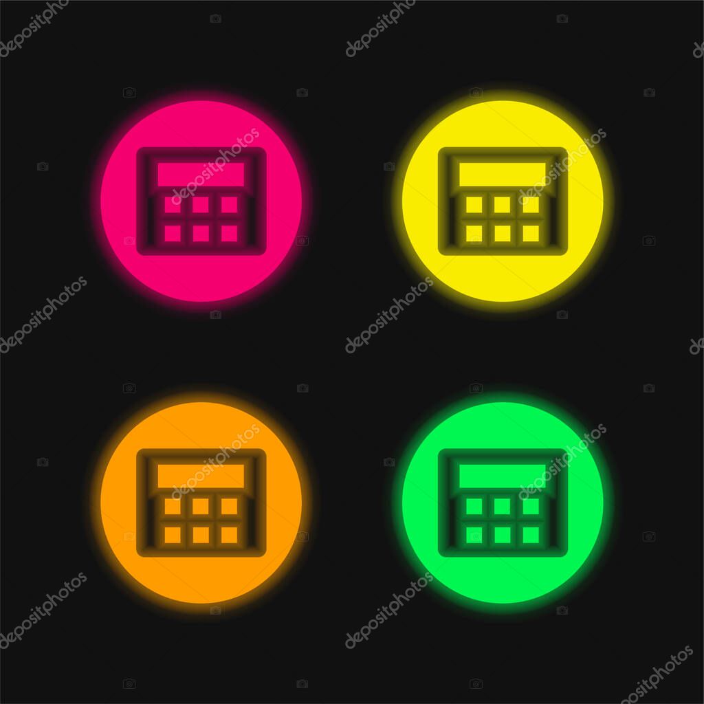 Alarm System With Password four color glowing neon vector icon