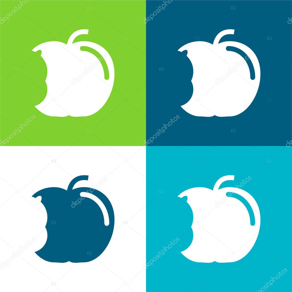 Apple With Big Bite Flat four color minimal icon set