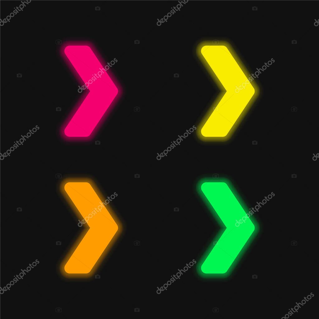 Arrow four color glowing neon vector icon