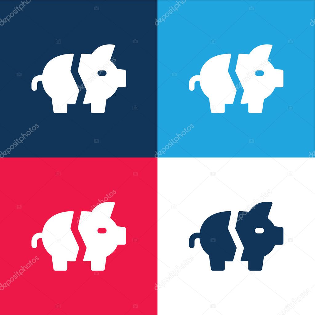 Bankrupt blue and red four color minimal icon set