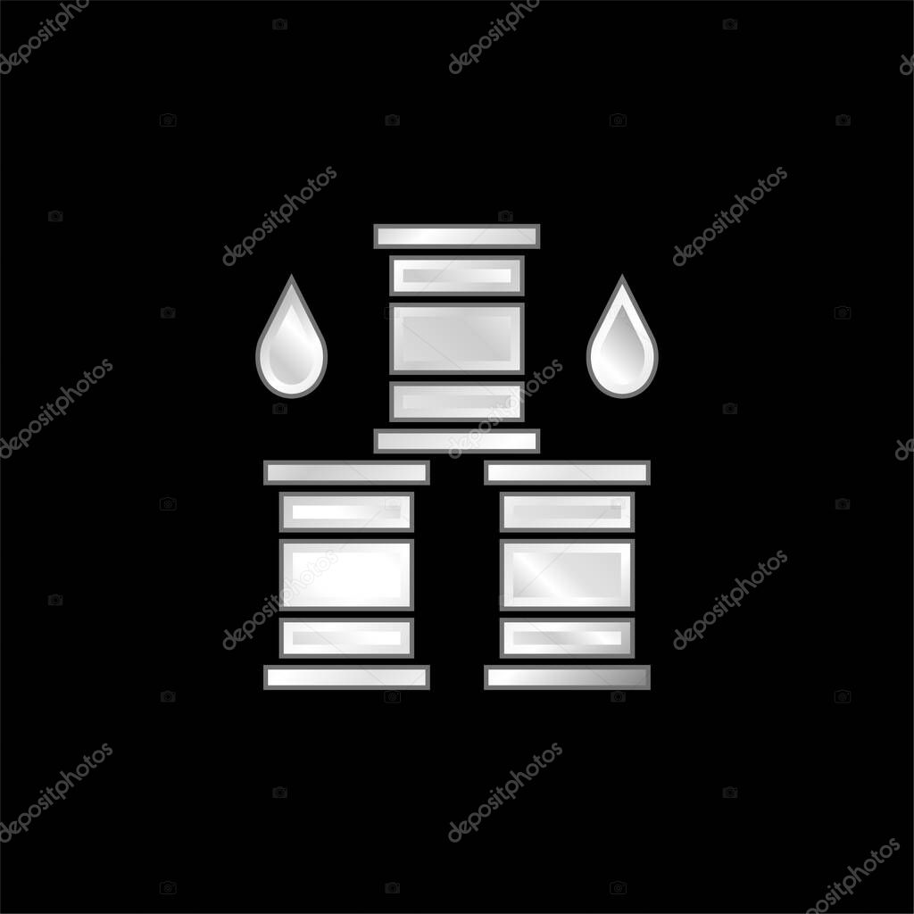 Barrel silver plated metallic icon