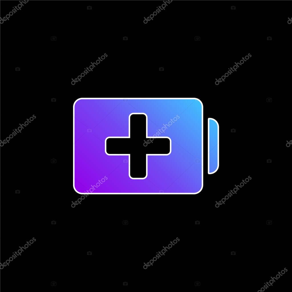 Battery With Plus Sign blue gradient vector icon