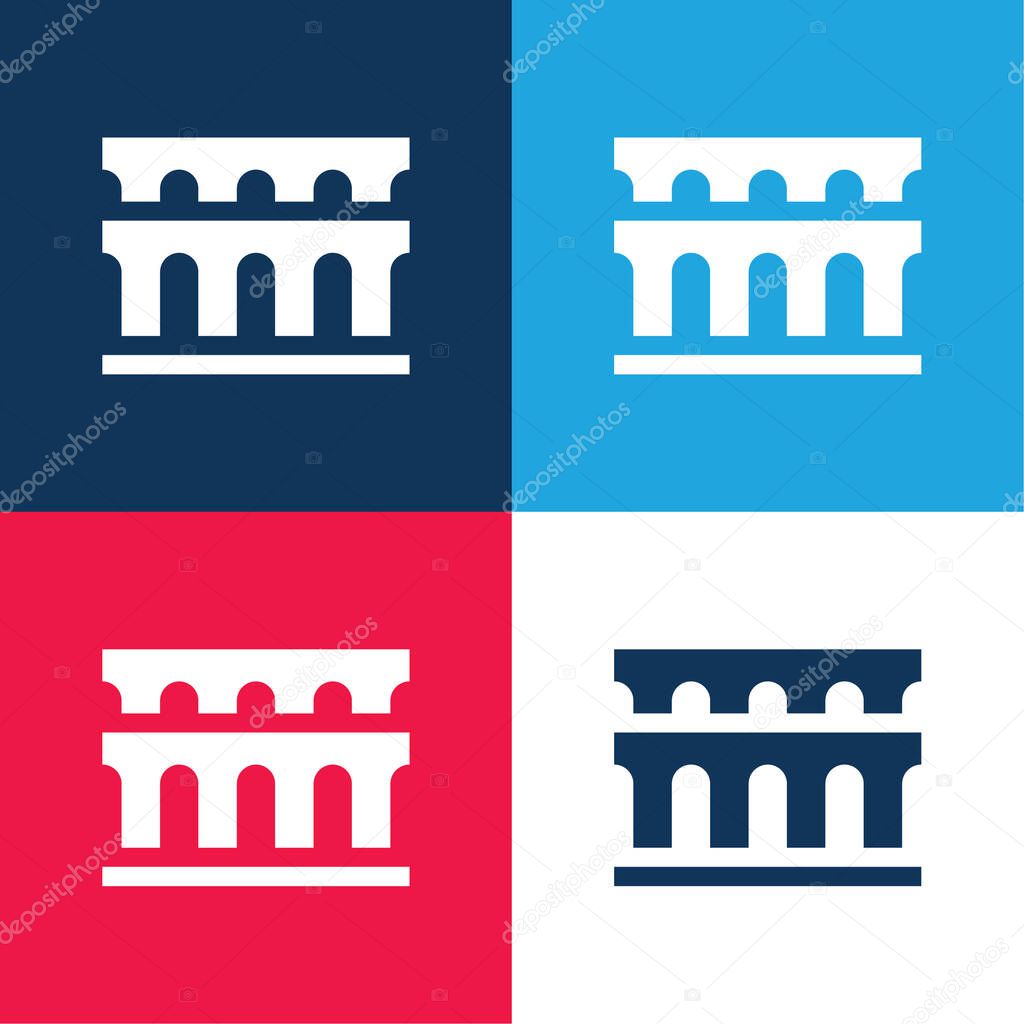 Aqueduct blue and red four color minimal icon set