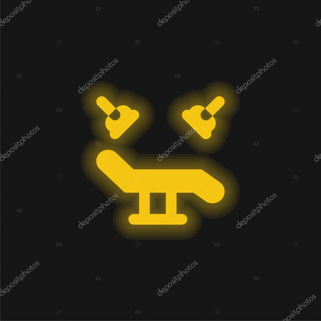 Bed yellow glowing neon icon