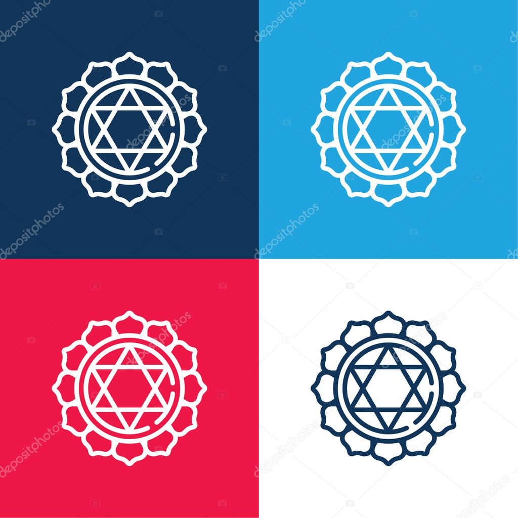 Anahata blue and red four color minimal icon set