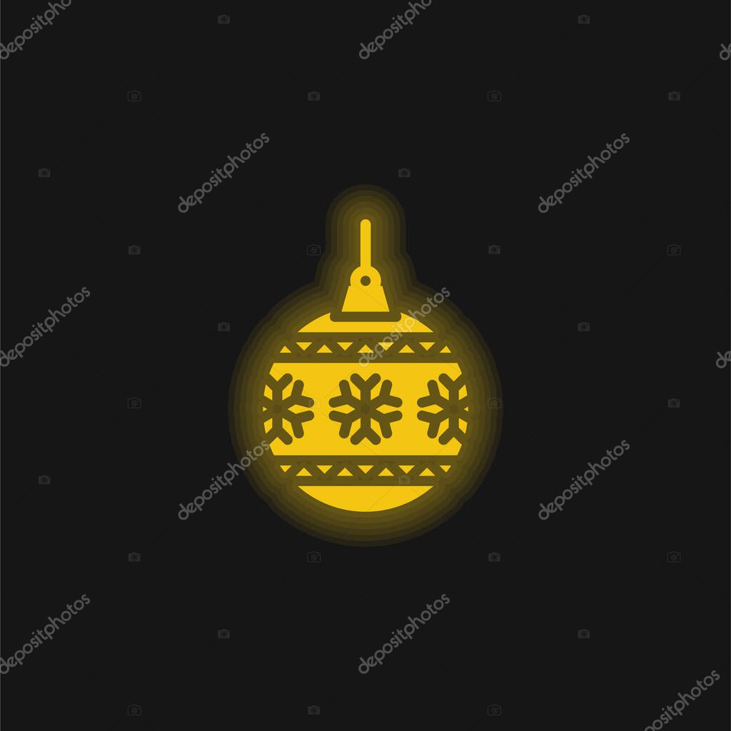 Bauble yellow glowing neon icon