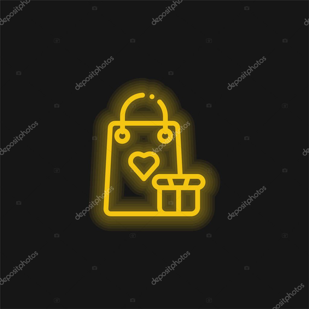 Bag yellow glowing neon icon
