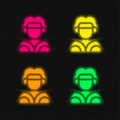 Aboriginal négy színű izzó neon vektor ikon