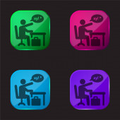 Rozzlobený čtyři barvy skleněné tlačítko ikona