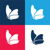 Big Wing Butterfly modrá a červená čtyři barvy minimální ikona nastavena