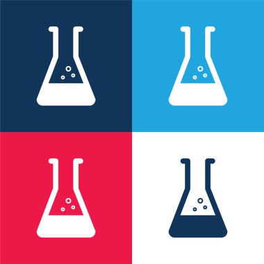 Beher mavi ve kırmızı dört renk minimal simge kümesi