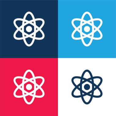 Atom blue and red four color minimal icon set clipart