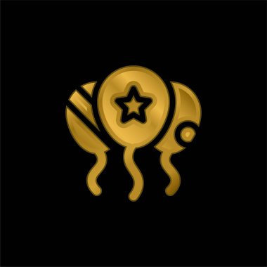 Balonlar altın kaplama metalik simge veya logo vektörü