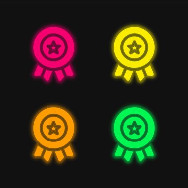 Amerikan dört renkli parlak neon vektör simgesi
