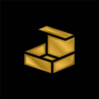 Kutu altın kaplama metalik simge veya logo vektörü