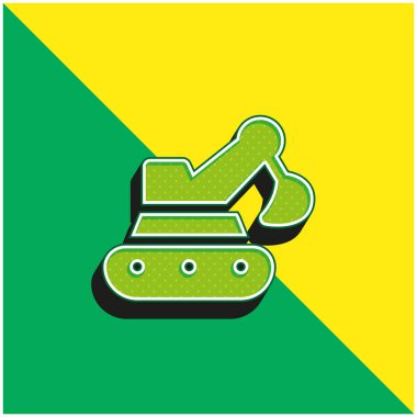 Backhoe Yeşil ve sarı modern 3d vektör simgesi logosu