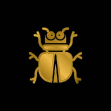 Beetle gold plated metalic icon or logo vector clipart
