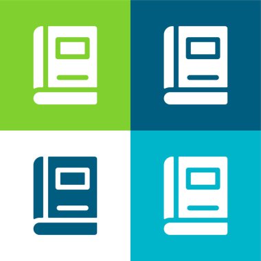 Kitap Düz 4 renk minimal simgesi seti