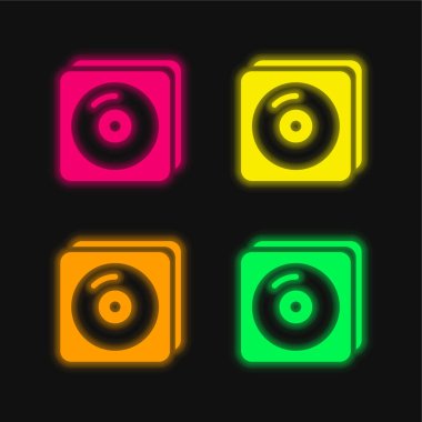 Album four color glowing neon vector icon clipart