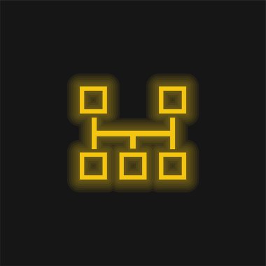 Bloklar: Şema sarı parlayan neon simgesi