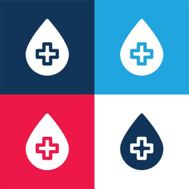 Kan bağışı mavi ve kırmızı dört renk minimal simgesi