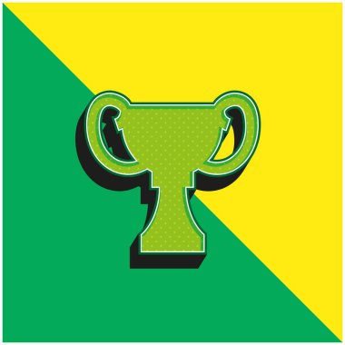 Ödül Siyah Kupa Yeşil ve Sarı Modern 3D vektör simgesi logosu