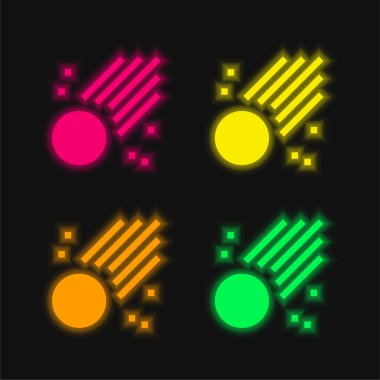 Asteroid dört renk parlayan neon vektör simgesi