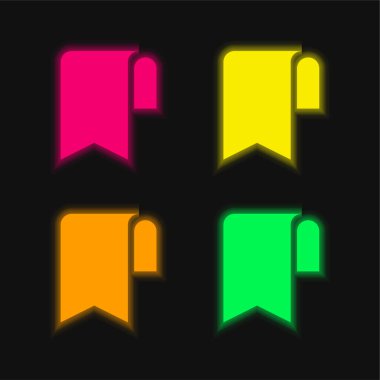 Yer imi dört renk parlayan neon vektör simgesi