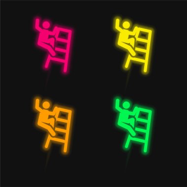 Parlayan dört renk neon vektör simgesi