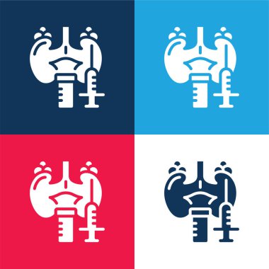 Adrenal Gland blue and red four color minimal icon set clipart