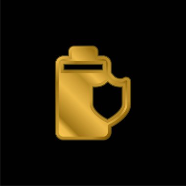 Pil altın kaplamalı metalik simge veya logo vektörü