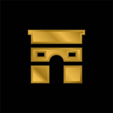 Ark De Triomphe altın kaplama metalik simge veya logo vektörü