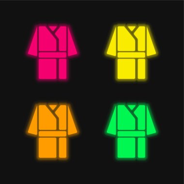 Banyo bornozu dört renk parlayan neon vektör simgesi