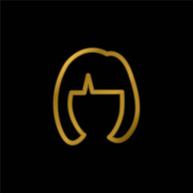 Sarışın Kadın Kısa Saç Şekli Altın Kaplama Metal Simge veya logo Vektörü